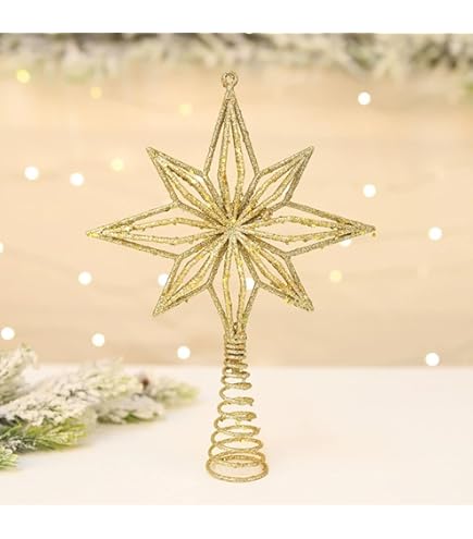 Amazon.co.jp: グリッタークリスマスツリートップ スター H15cm